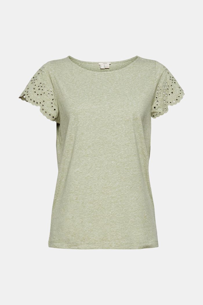 Gerecycled: T-shirt met broderie anglaise