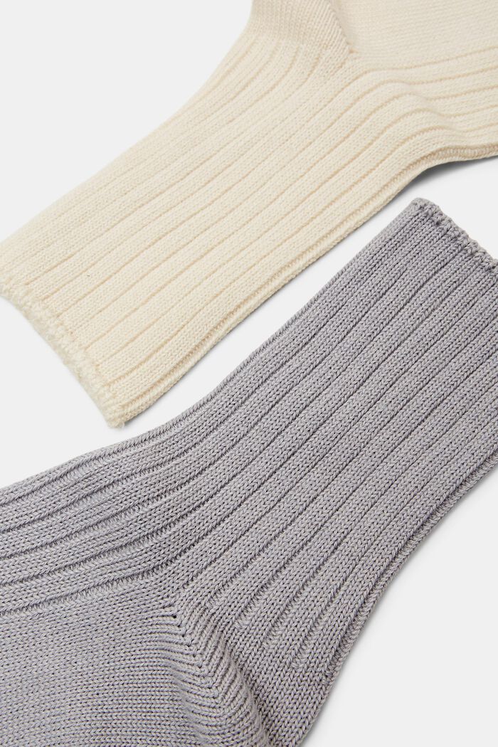 2-pak ribgebreide sokken, CREME/GREY, detail image number 2