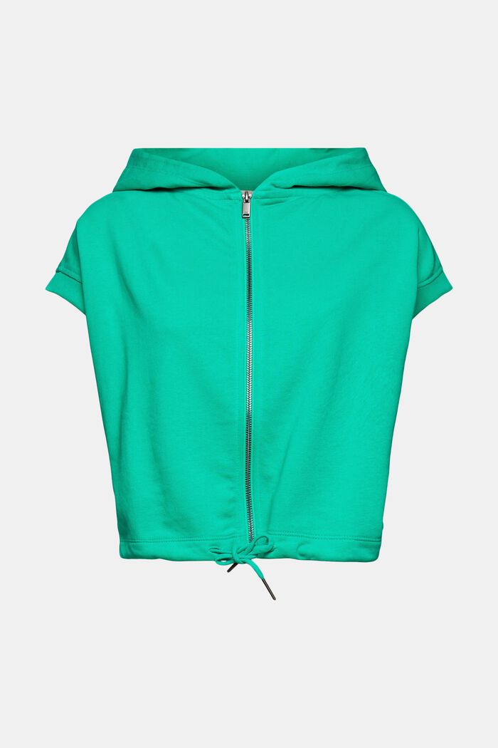 Gerecycled: hoodie met rits en korte mouwen, GREEN, overview