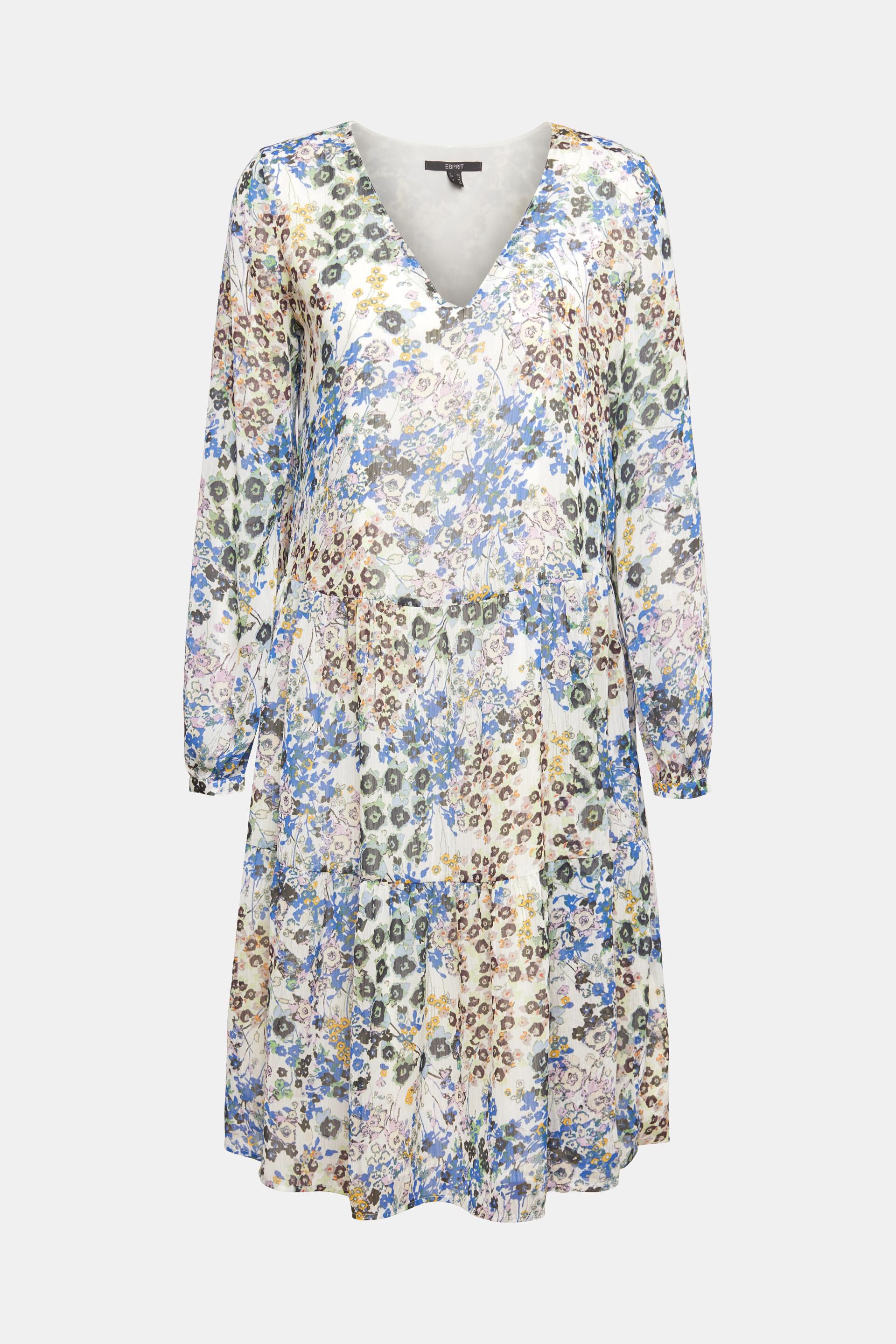 Esprit Volante jurk lila-wit volledige print zakelijke stijl Mode Jurken Volante jurken 
