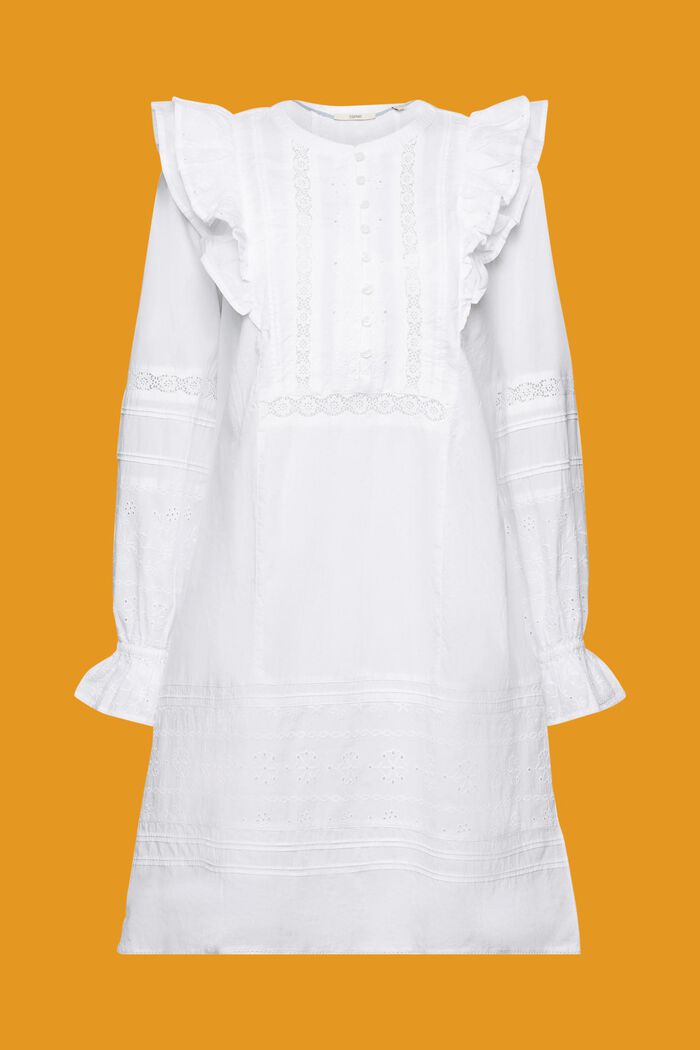 Knielange kanten jurk van katoen, WHITE, detail image number 5