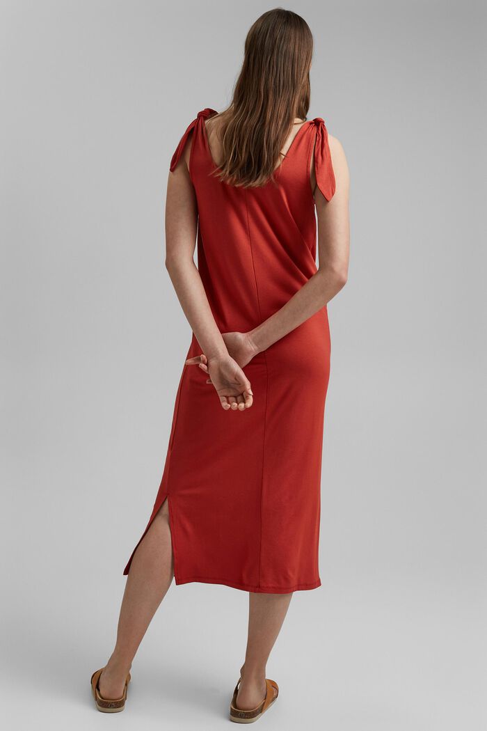 Jersey jurk met geknoopt effect, LENZING™ ECOVERO™, TERRACOTTA, detail image number 2