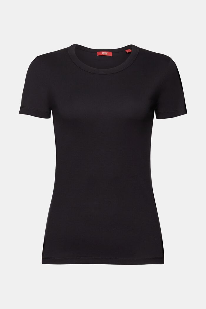 T-shirt met ronde hals, 100% katoen, BLACK, detail image number 6