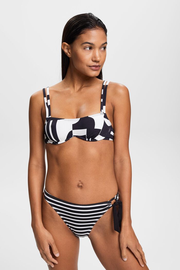 Bikinitop met beugels en retroprint, BLACK, detail image number 0