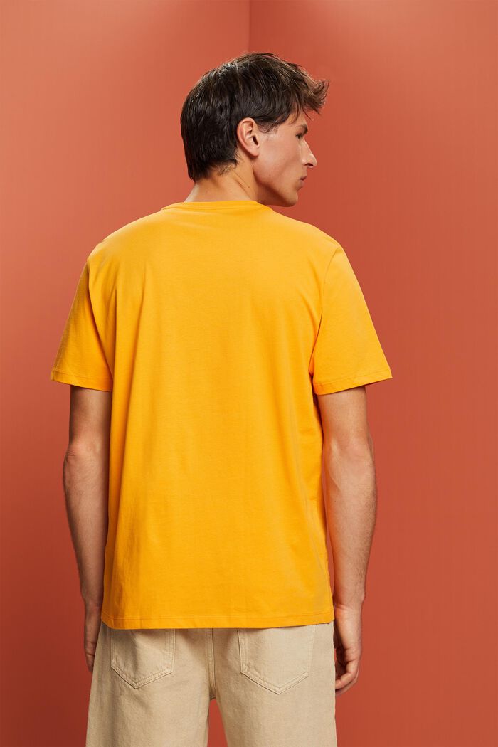 Jersey T-shirt met print op de borst, 100% katoen, BRIGHT ORANGE, detail image number 3