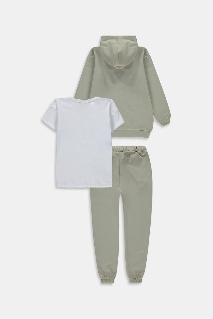 Combiset: hoodie, T-shirt en joggingbroek, DUSTY GREEN, detail image number 1