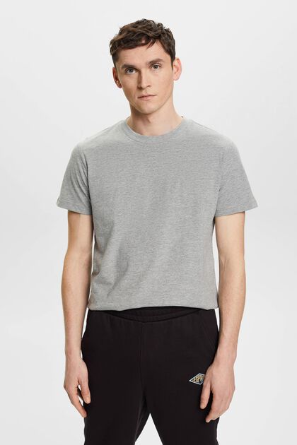 Slim fit T-shirt met ronde hals, MEDIUM GREY, overview
