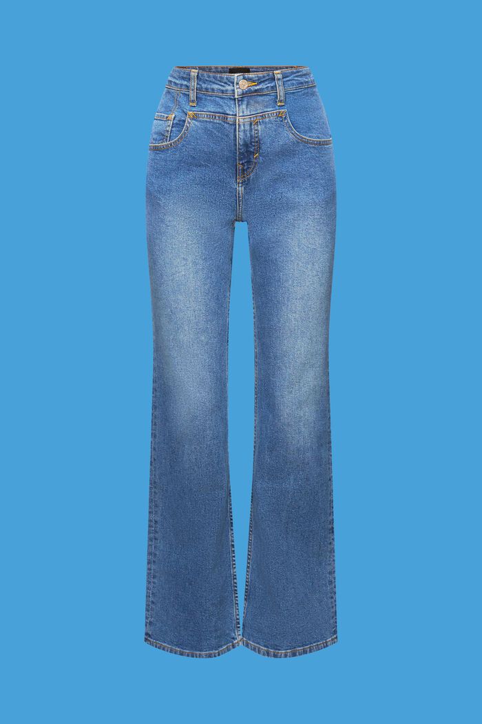 Bootcut jeans met opvallende inzet, BLUE DARK WASHED, detail image number 6