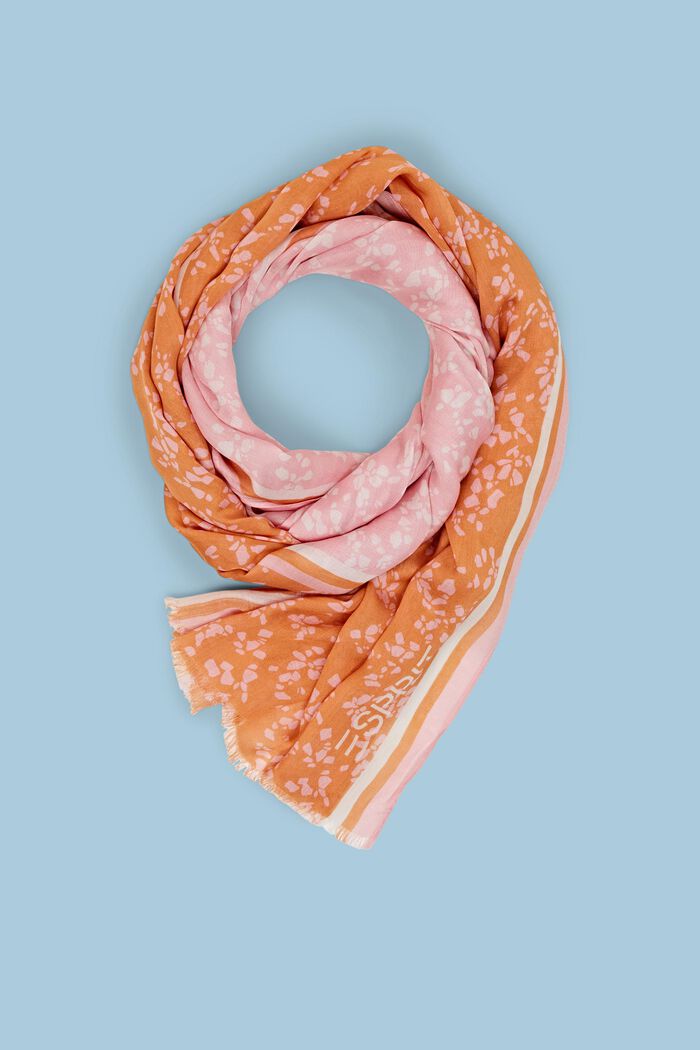 Lichte sjaal met print, PASTEL ORANGE, detail image number 0