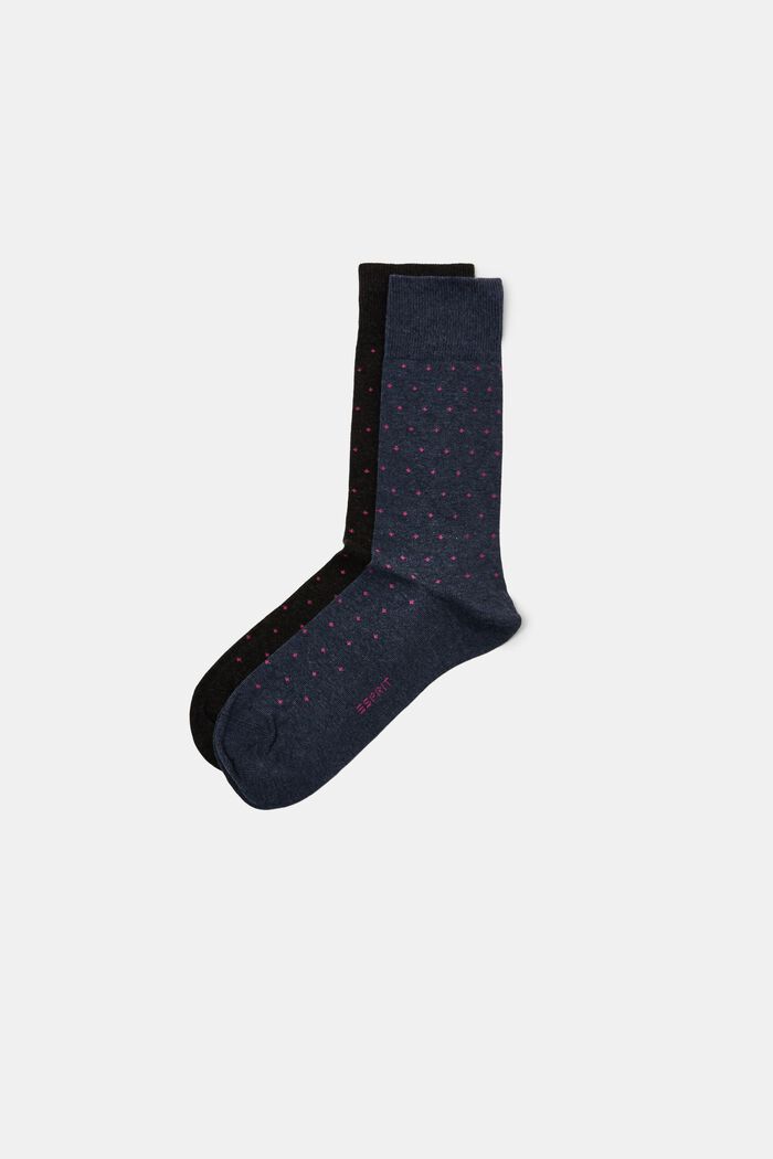Set van 2 paar sokken met stippenmotief, organic cotton, BLACK, detail image number 1