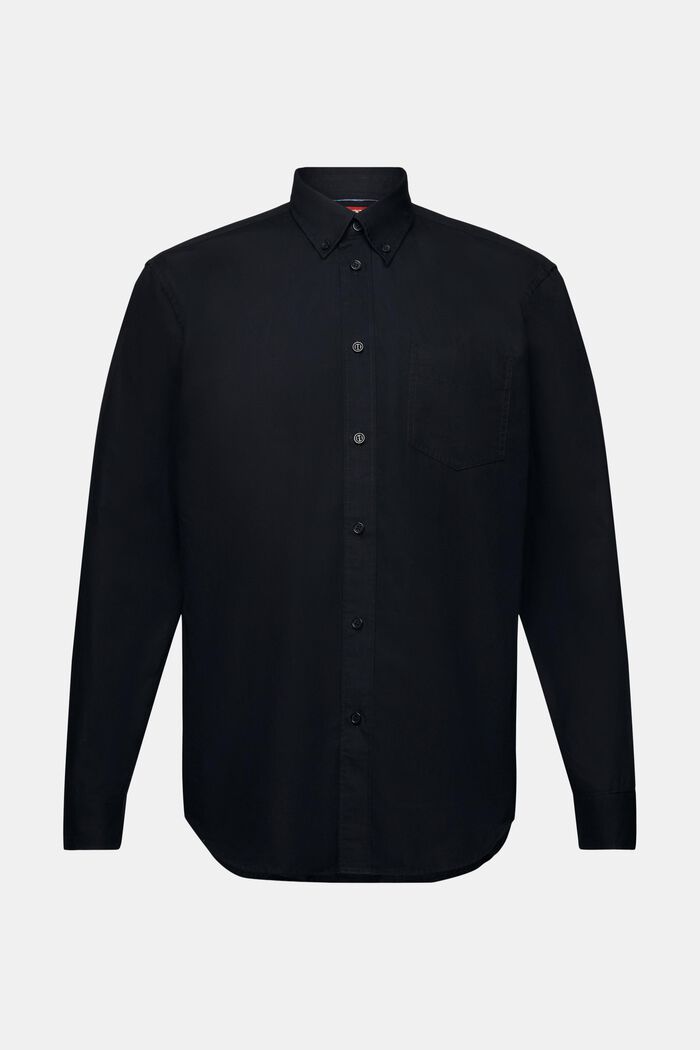 Popeline overhemd met buttondownkraag, 100% katoen, BLACK, detail image number 6