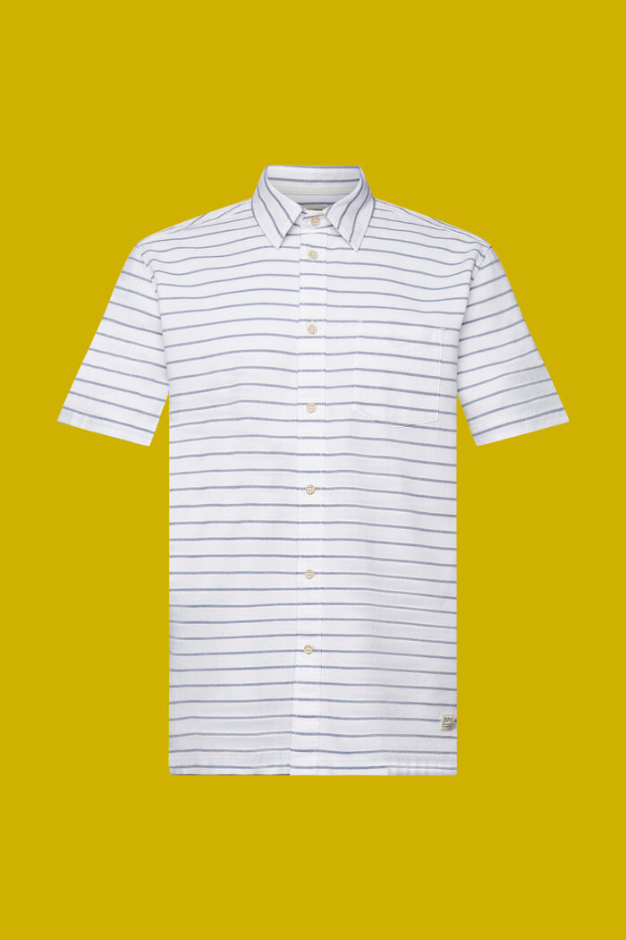 Gestreept shirt van wafelpiqué, 100% katoen, WHITE, detail image number 5