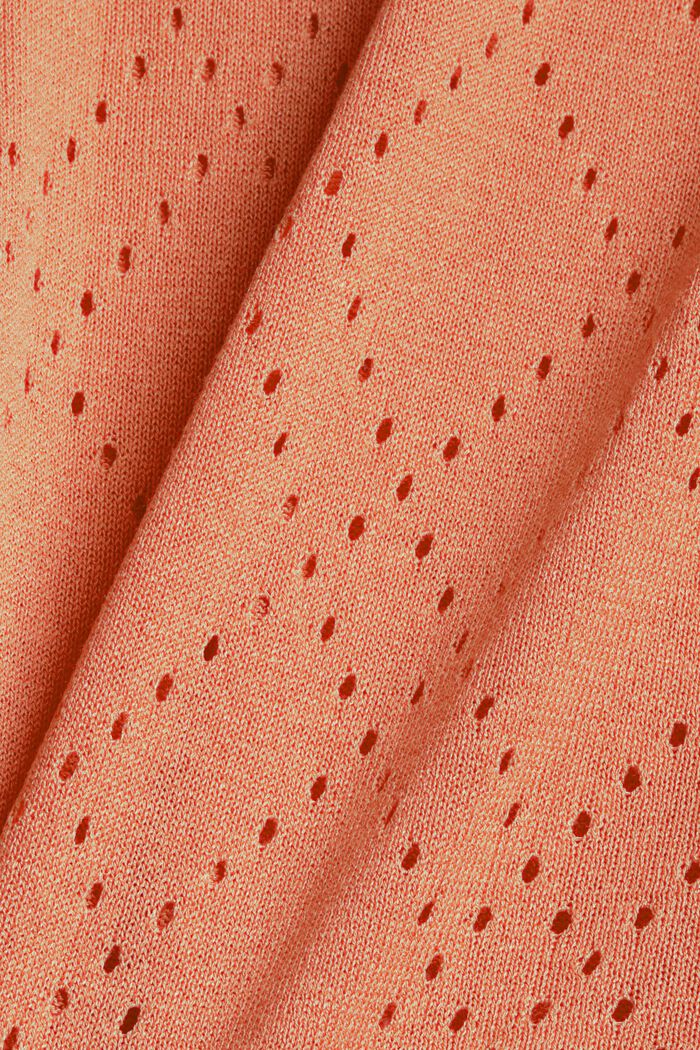 Met linnen: gebreid shirt met ajour, CORAL ORANGE, detail image number 4