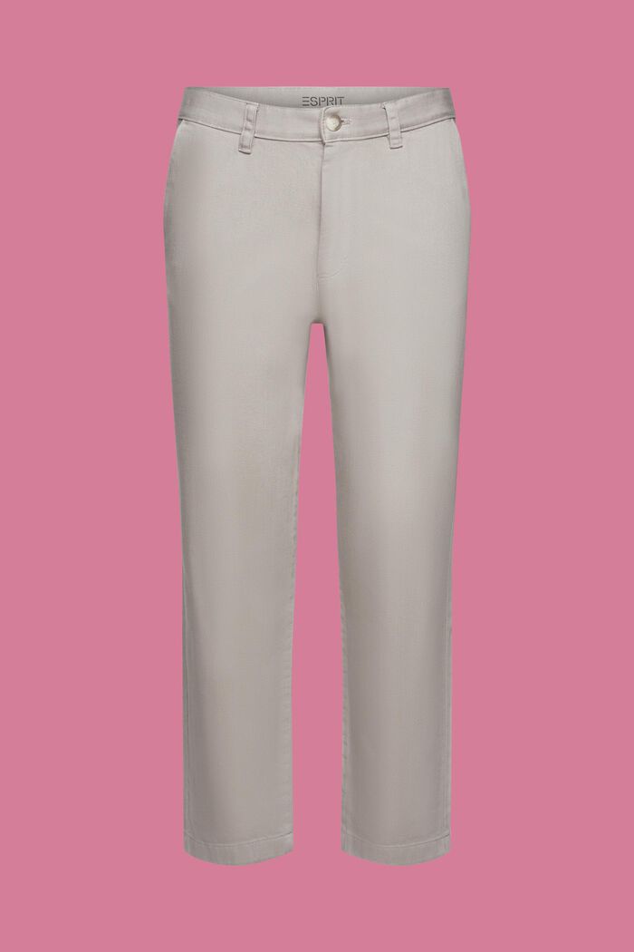 Loose fit-broek met toelopende pasvorm van katoen, LIGHT GREY, detail image number 7