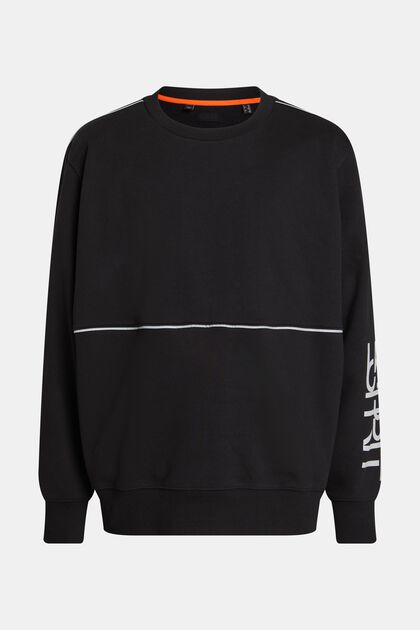 Oversized sweatshirt met logoprint, BLACK, overview