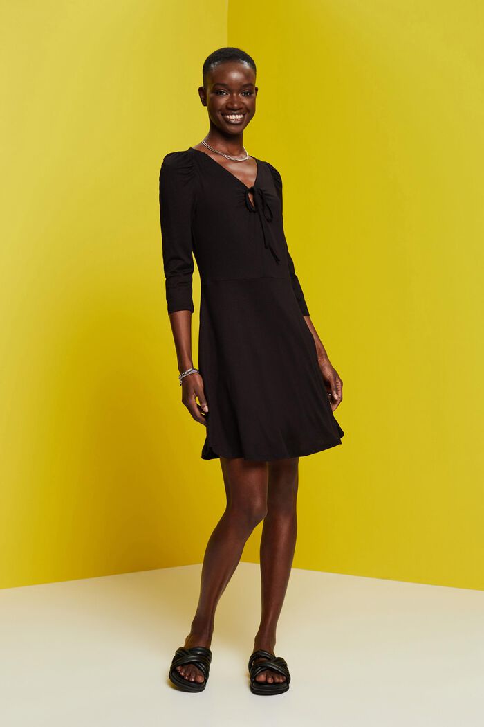 Jersey mini-jurk, LENZING™ ECOVERO™, BLACK, detail image number 4