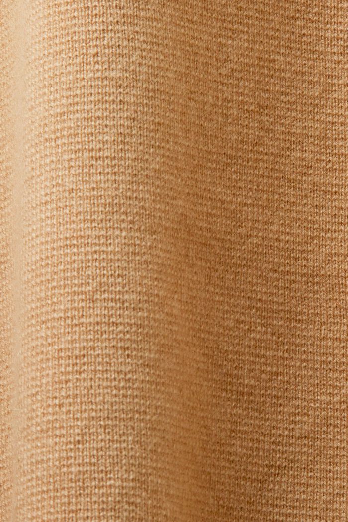 Uniseks gebreide trui van wol en kasjmier met capuchon, BEIGE, detail image number 6
