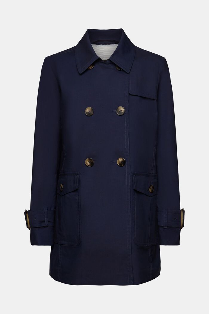Korte double-breasted trenchcoat, NAVY, detail image number 6