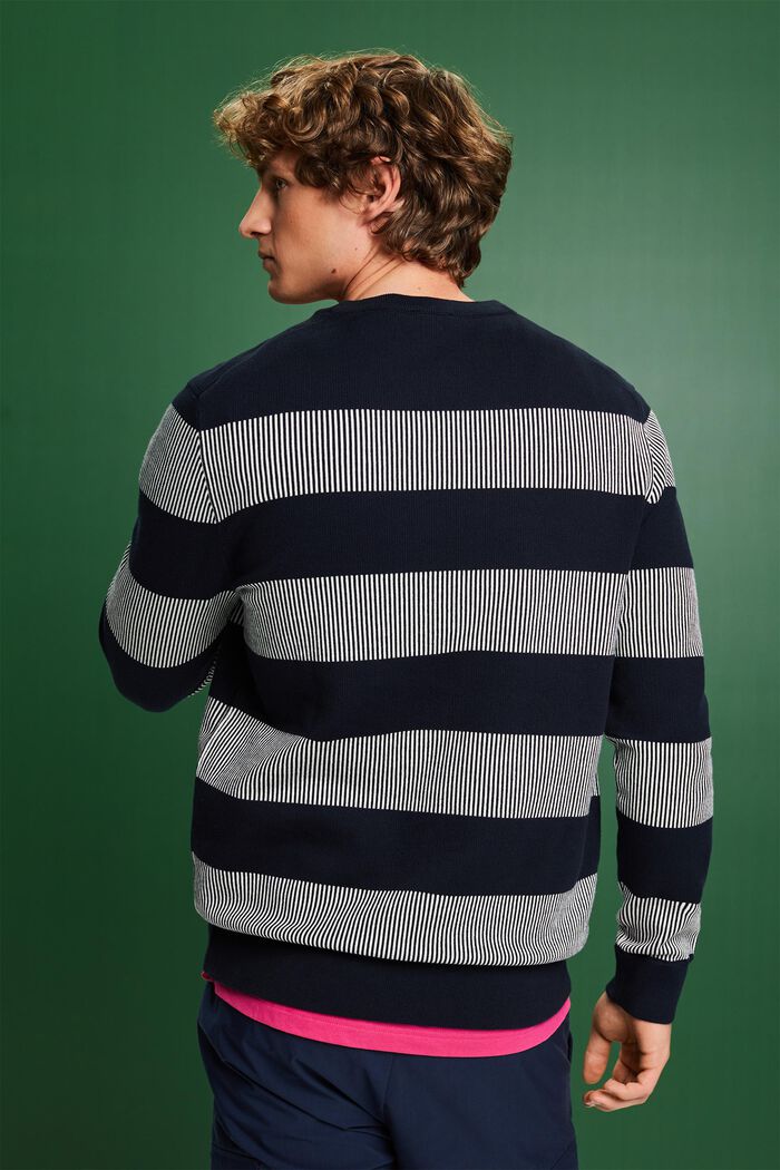 Gestreepte sweater van ribbreisel, NAVY, detail image number 2