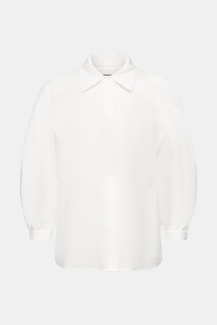 Seersucker blouse met pofmouwen, OFF WHITE, detail image number 5
