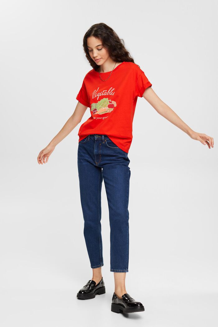 T-shirt met print, RED, detail image number 4