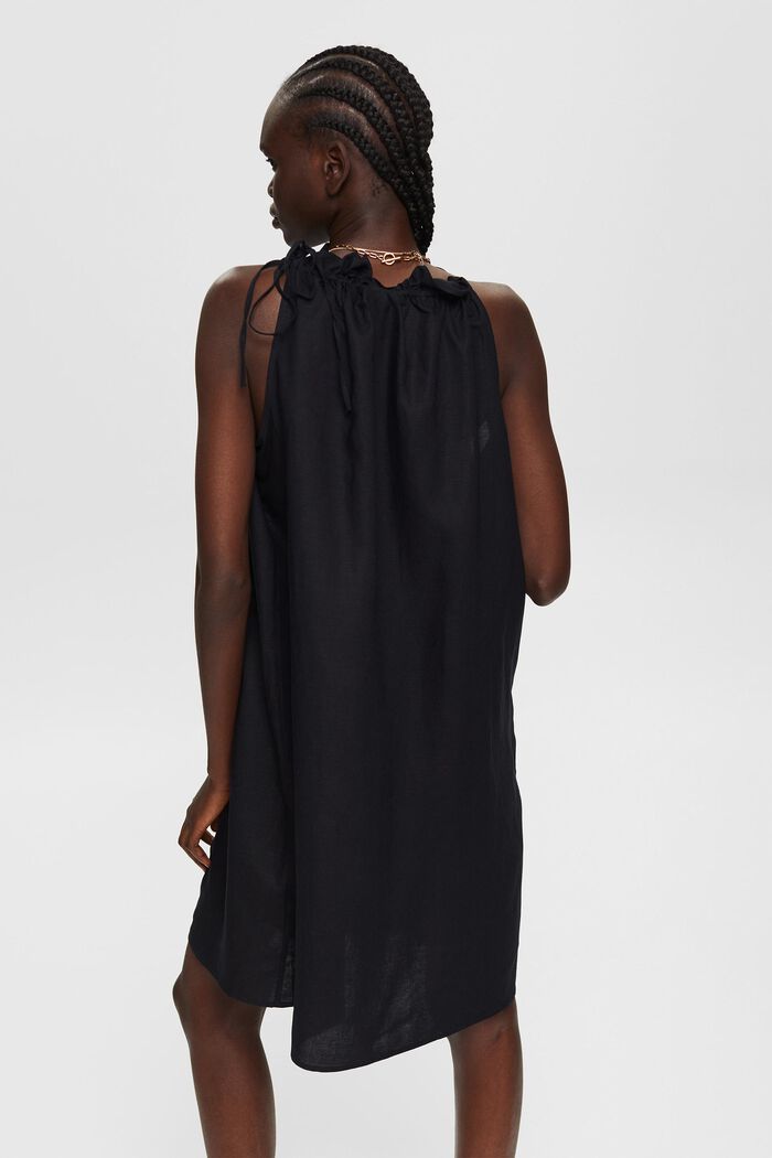 Met linnen: jurk met haltermodel, BLACK, detail image number 2