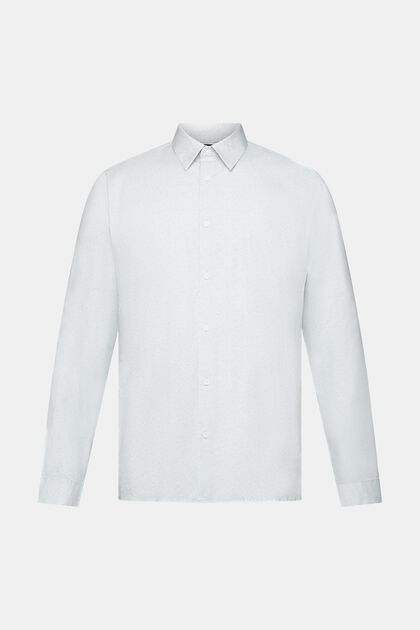 Katoenen slim fit overhemd met motief, WHITE, overview