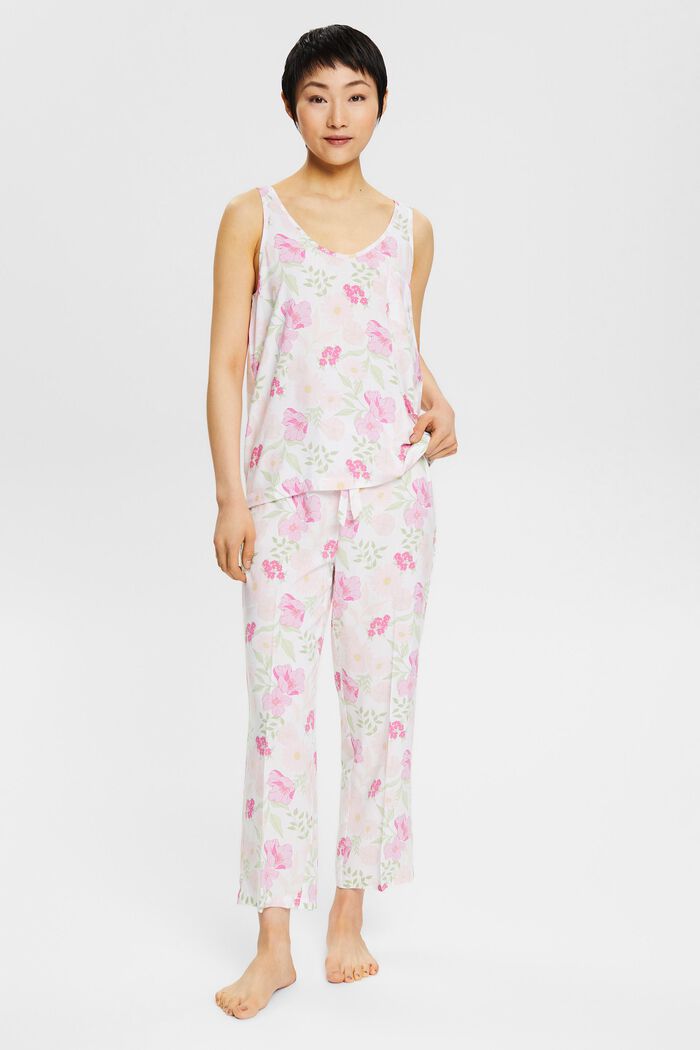 Pyjama met bloemenmotief, LENZING™ ECOVERO™, WHITE, detail image number 0
