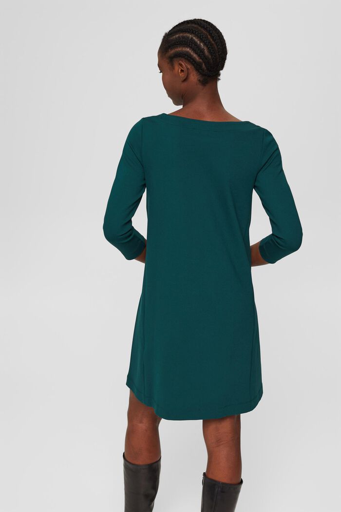 Uitlopende jersey jurk, LENZING™ ECOVERO™, DARK TEAL GREEN, detail image number 2