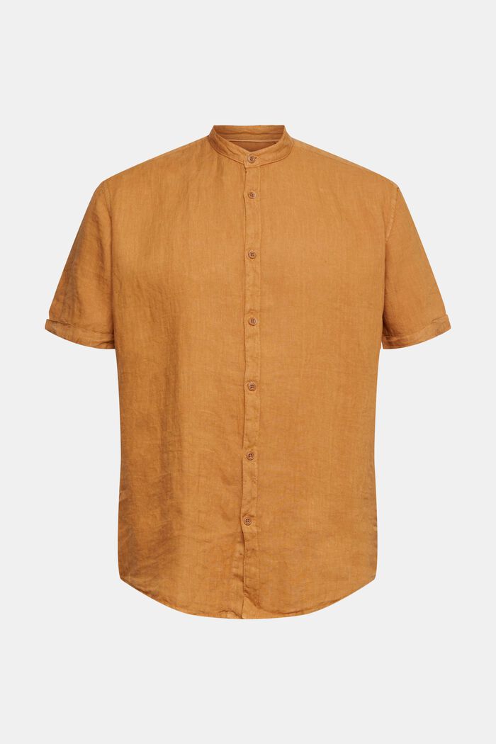 Overhemd met opstaande kraag van 100% linnen, TOFFEE, detail image number 7