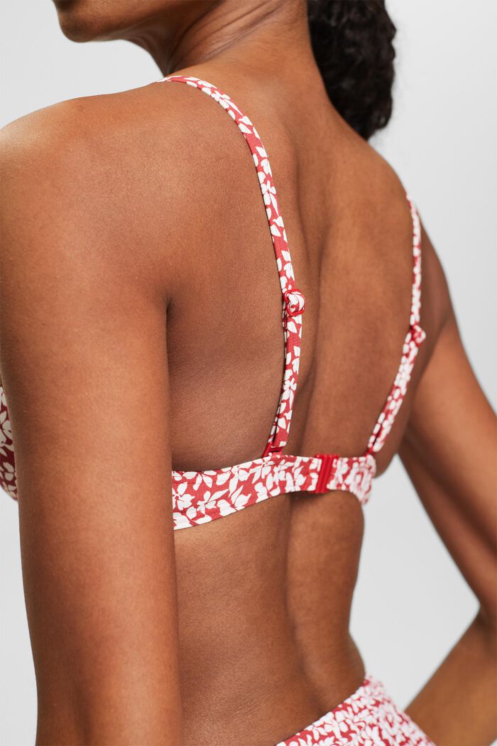 Ongewatteerde bikinitop met beugels en print, DARK RED, detail image number 1