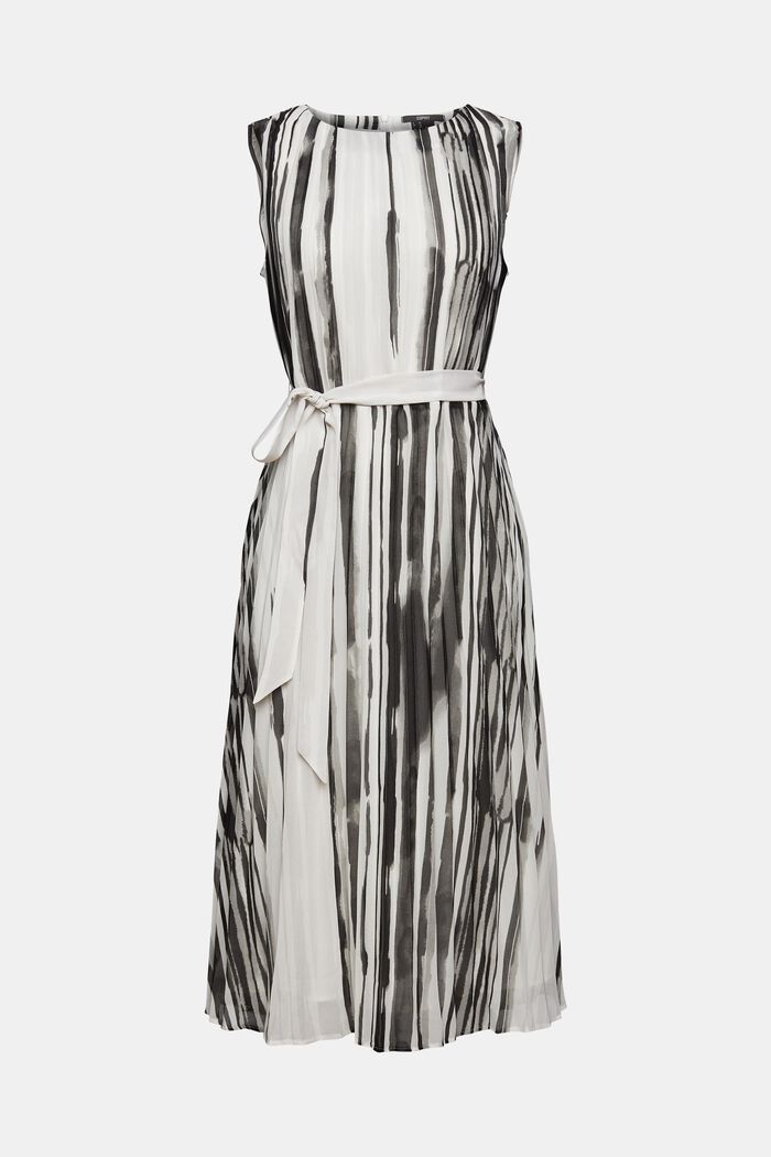 Gerecycled: geplisseerde jurk met motief, BLACK, detail image number 7