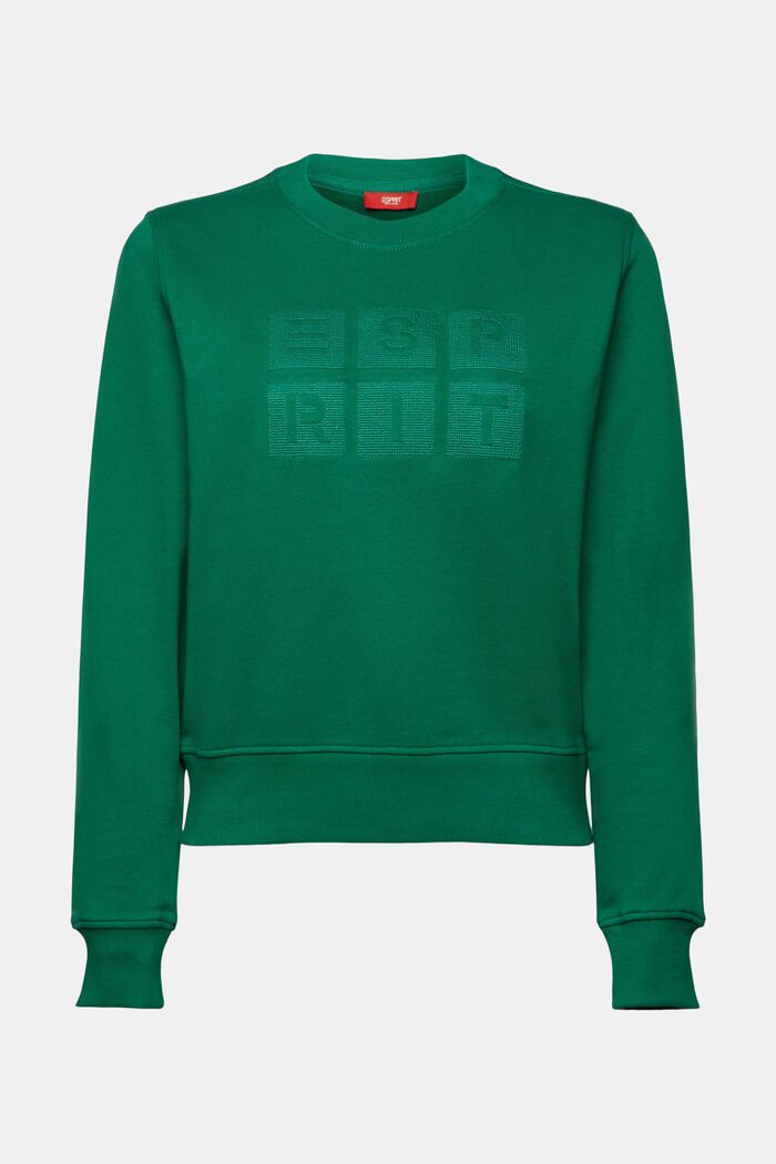 Sweatshirt met logoborduursel, organic cotton, DARK GREEN, detail image number 6