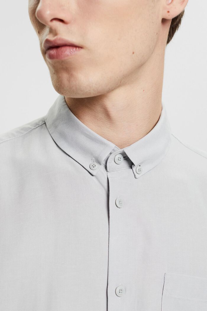 Met linnen: overhemd met buttondownkraag, LIGHT GREY, detail image number 2