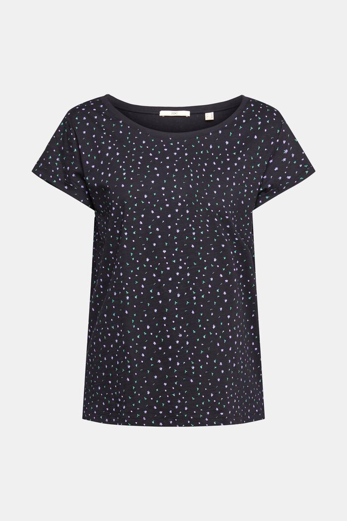 T-shirt met bloemenprint, BLACK, detail image number 2