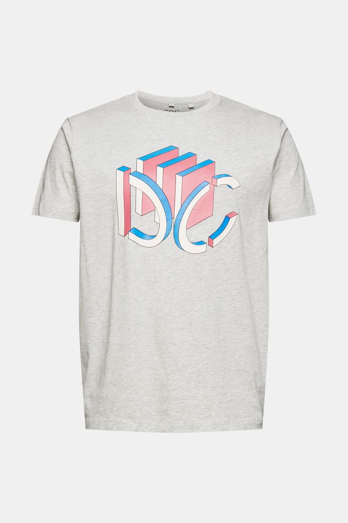 Jersey T-shirt met grafische 3D-logoprint, LIGHT GREY, overview