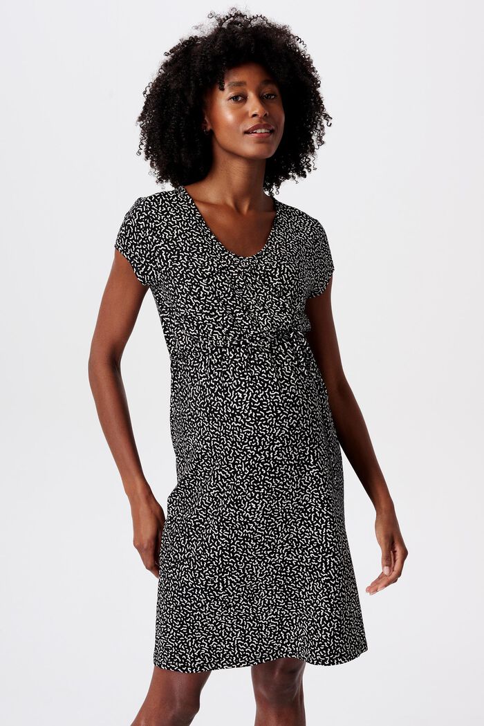 MATERNITY jurk met print, voor borstvoeding, DEEP BLACK, detail image number 0