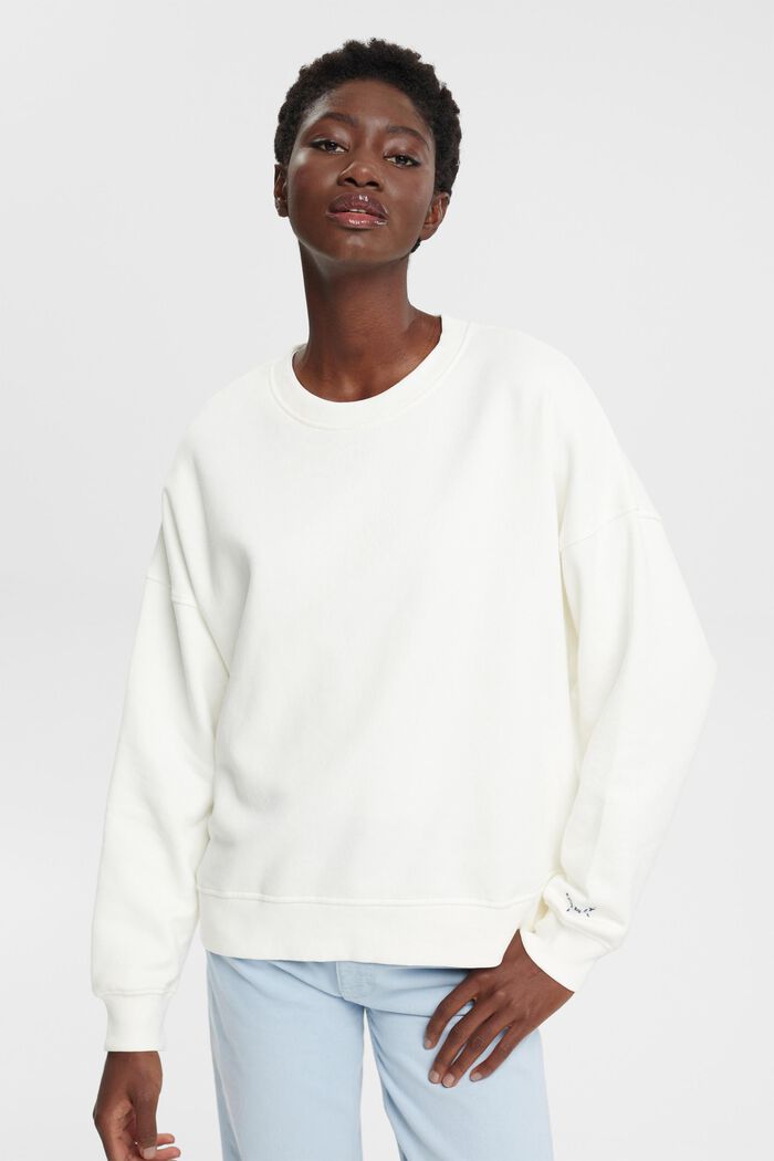 Sweatshirt met geborduurd mouwlogo, OFF WHITE, detail image number 0