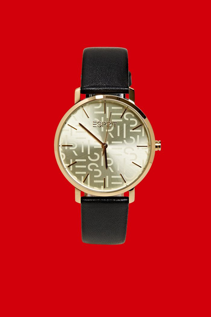 Edelstalen horloge met logo wijzerplaat, GOLD, detail image number 0