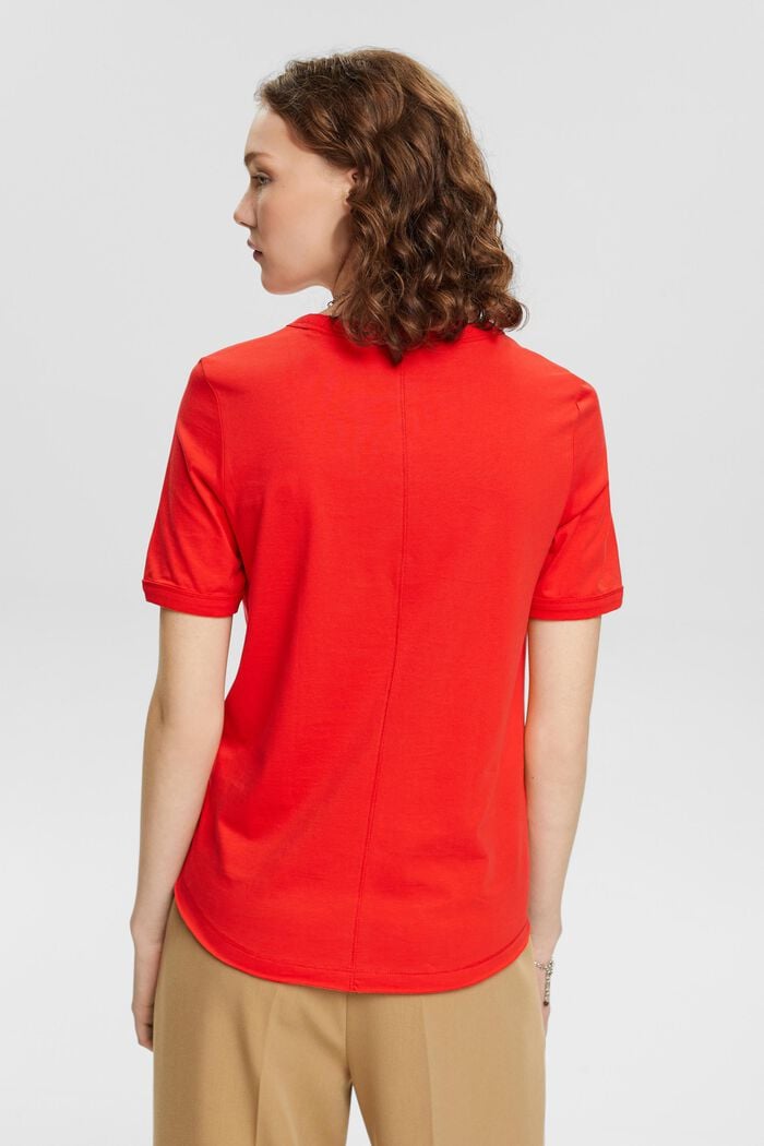 Katoenen T-shirt met hartvorming logo, RED, detail image number 3