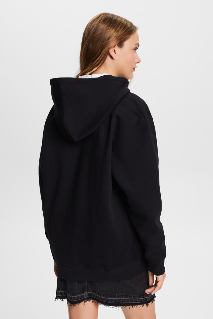 Gerecycled: oversized hoodie met rits, BLACK, detail image number 3