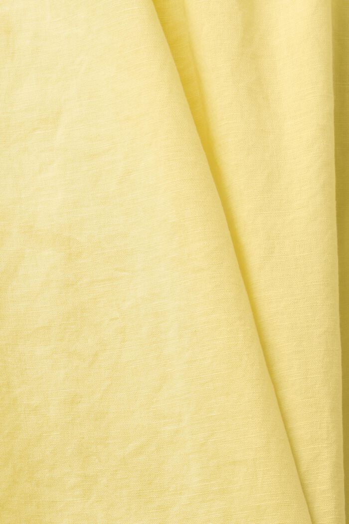 Mouwloze blouse van een linnenmix, LIGHT YELLOW, detail image number 4