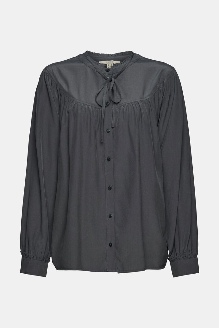 Blouse met ruches, LENZING™ ECOVERO™, ANTHRACITE, overview