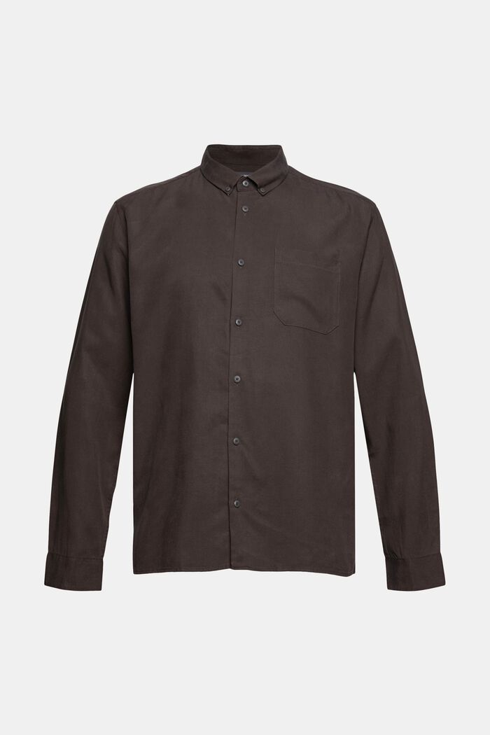 Met linnen: overhemd met buttondownkraag, BROWN, detail image number 7