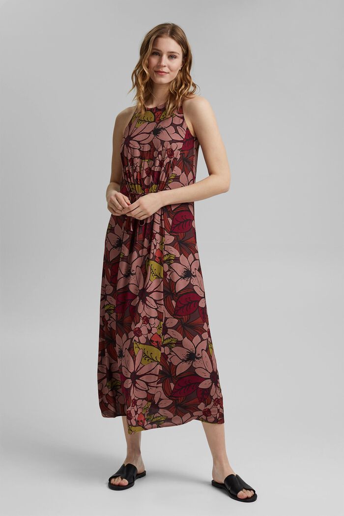 Gebloemde maxi-jurk met LENZING™ ECOVERO™, TERRACOTTA, detail image number 1