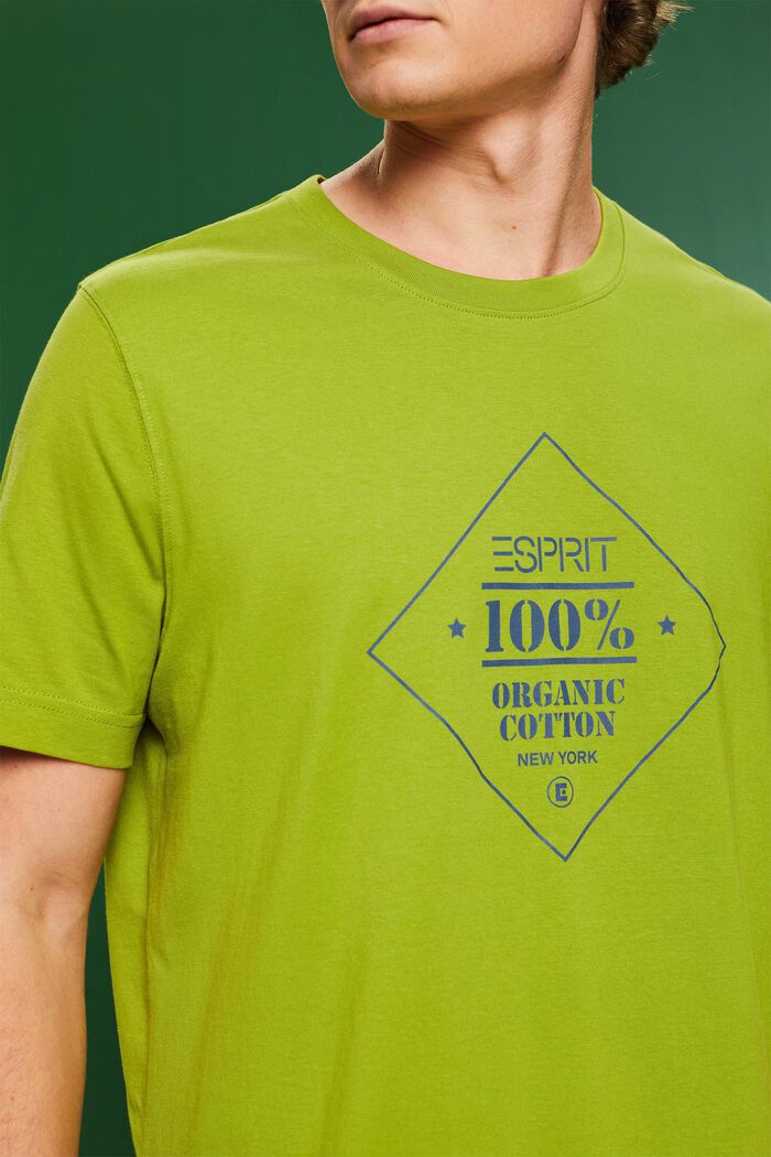 T-shirt met logoprint van katoen, LEAF GREEN, detail image number 3
