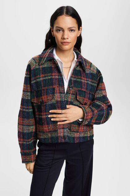 Tweed jasje met tartanruit en wol