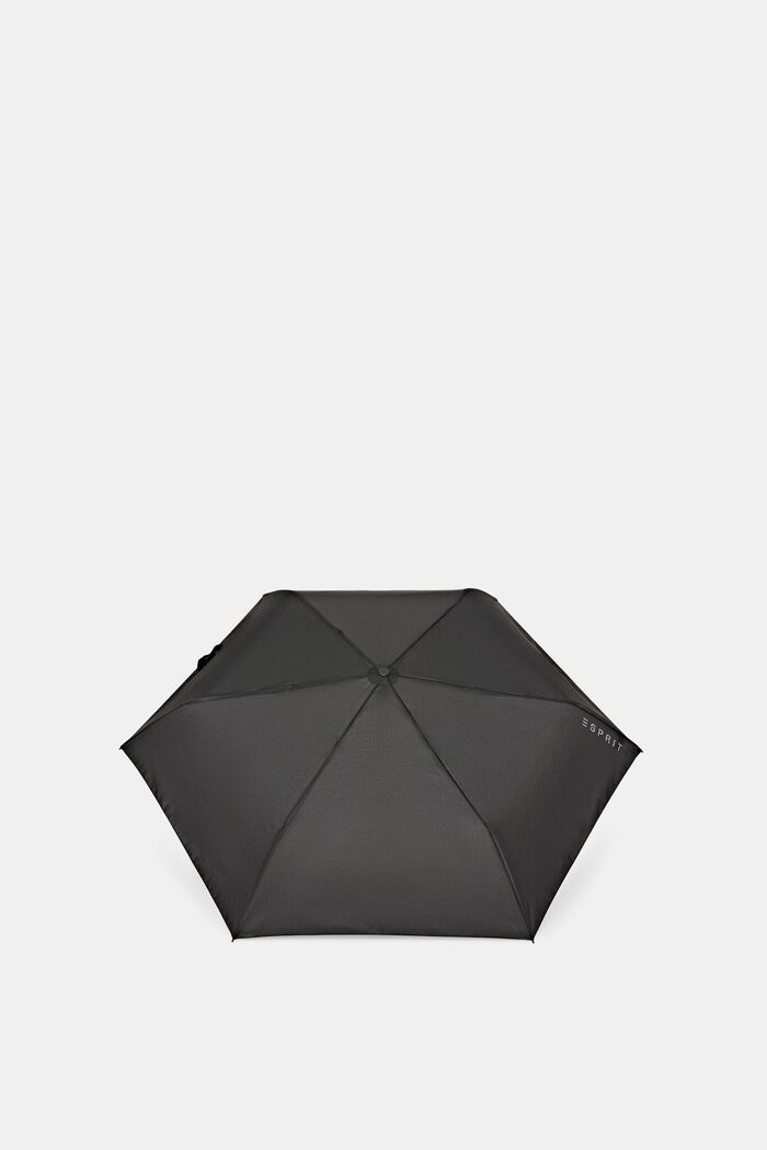 Opvouwbare, zwarte easymatic slimline paraplu, BLACK, detail image number 1