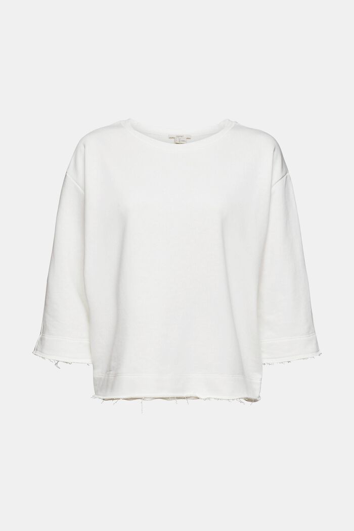 Gerecycled: sweatshirt met onafgewerkte randen, OFF WHITE, detail image number 7