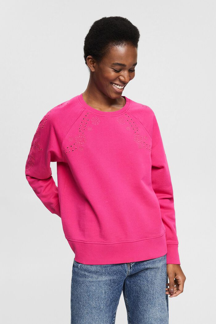 Sweatshirt met borduursels, PINK FUCHSIA, detail image number 0